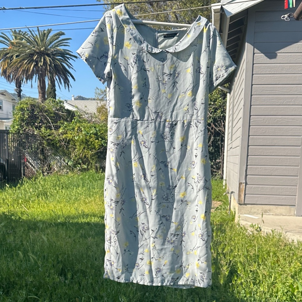 Mikarose Light Blue Floral Midi Dress Spring and Summer Staple